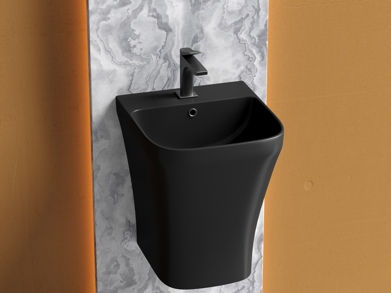 Фото Раковина Ceramicanova Dion CN6067MB напольная 36,5 × 40 × 45,5 см, черный матовый