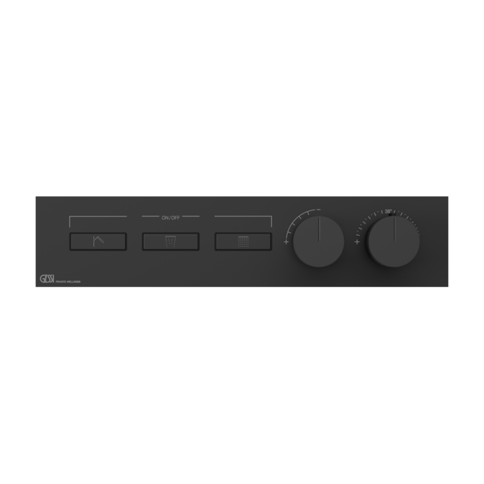 Фото Смеситель Gessi Hi-Fi 63014#299 для душа термостат с переключателем на 3 потока, черный матовый