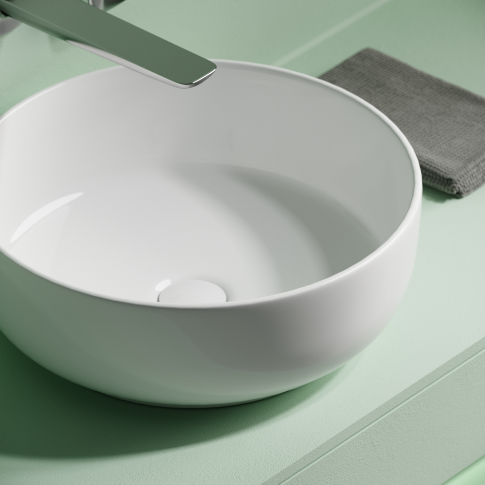 Фото Раковина Ceramicanova Taycan CN12003 накладная 37,5 × 37,5 × 14 см, белый глянцевый