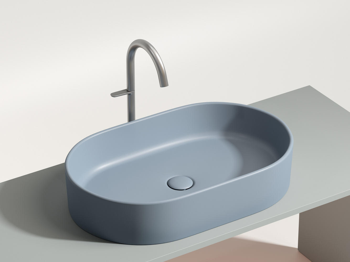Фото Раковина Ceramicanova Element CN6048MHL накладная 60 × 38,5 × 12,2 см, серо-голубой матовый