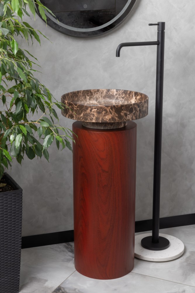 Фото Пьедестал для раковины Armadi Art Sole 801-Base-RWood напольный круглый 72 см, Red Wood (красное дерево)