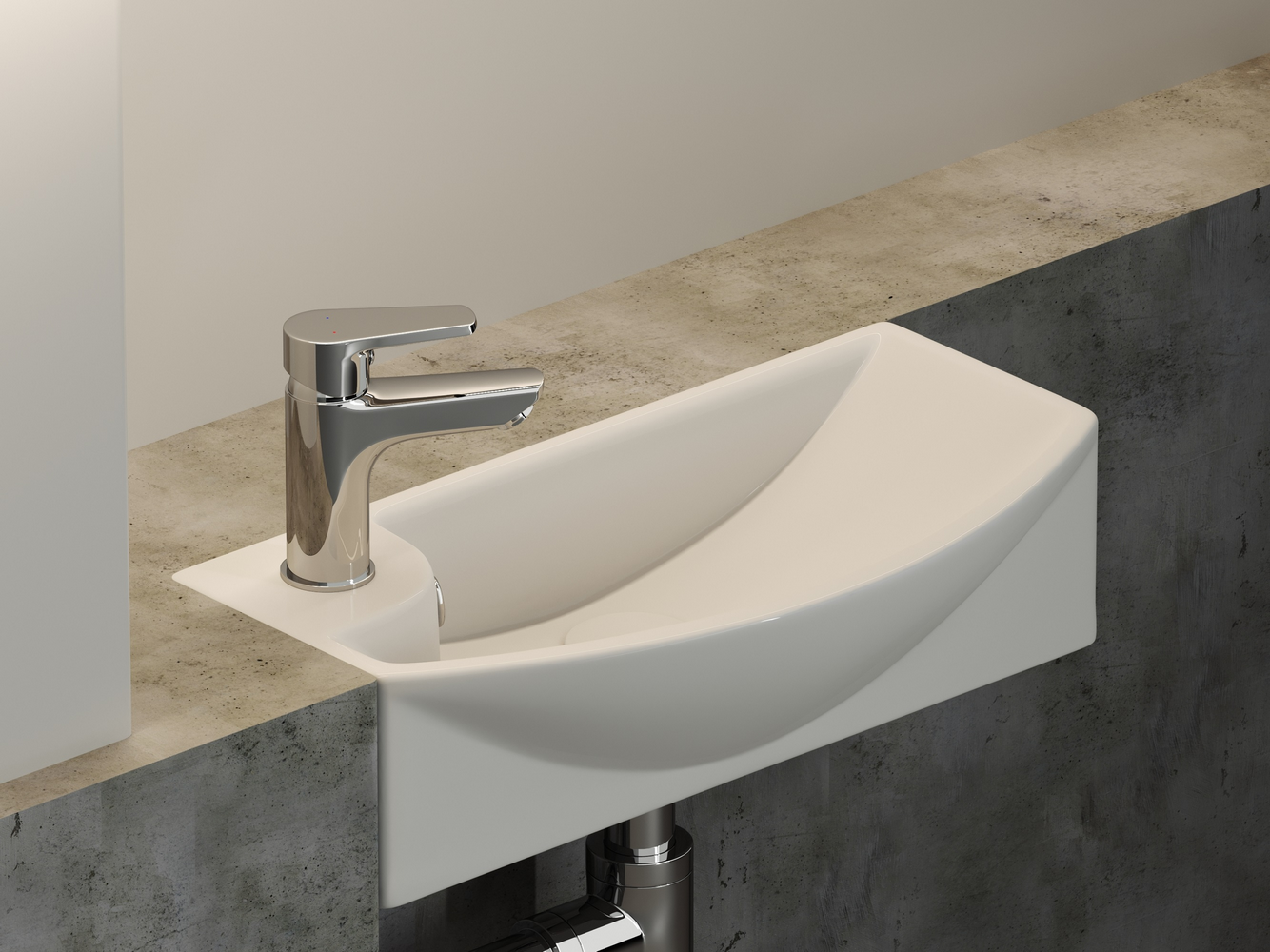 Фото Раковина Ceramicanova Element CN6038R подвесная 45,5 × 22 × 13 см, белый глянцевый