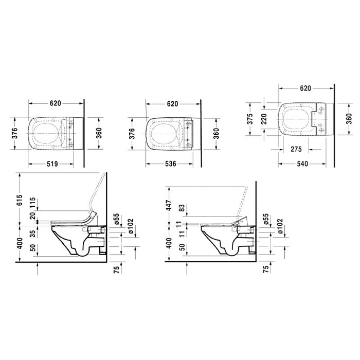 Фото Унитаз подвесной Duravit DuraStyle 2542590000, безободковый, без сиденья, белый глянцевый
