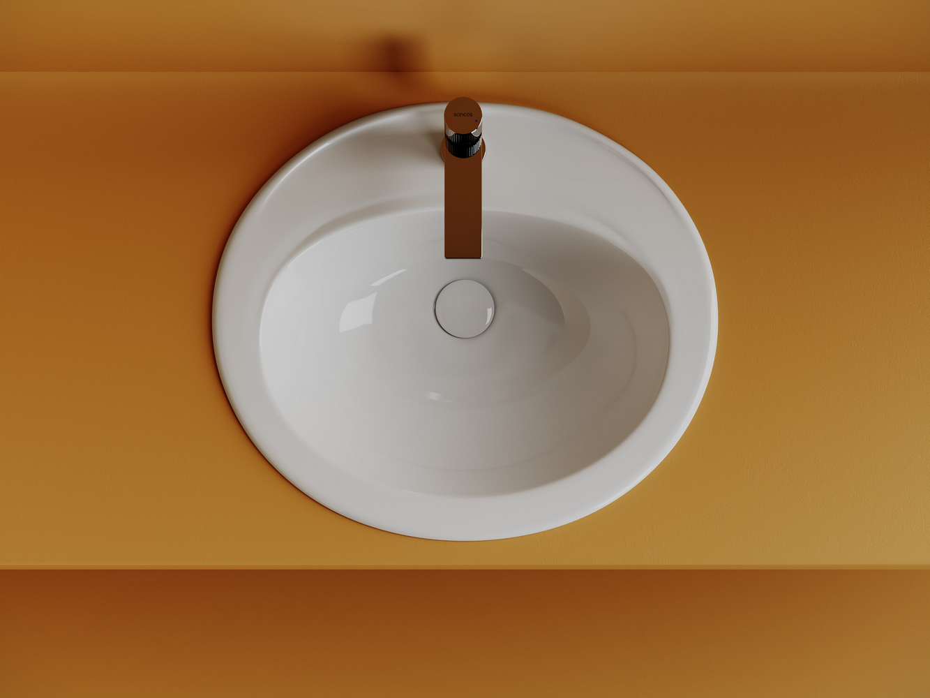 Фото Раковина Ceramicanova Sun CN6079 встраиваемая сверху 56,5 × 49,5 × 20 см, белый глянцевый