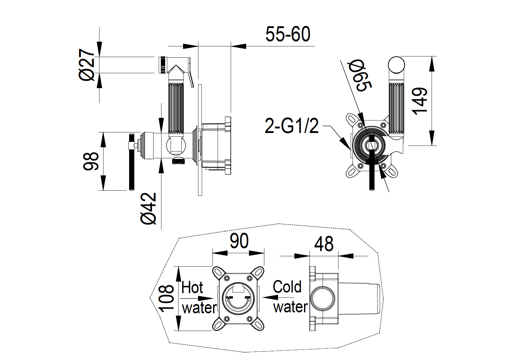 Фото Гигиеническим душ Boheme Eterna 177-BR со смесителем бронза