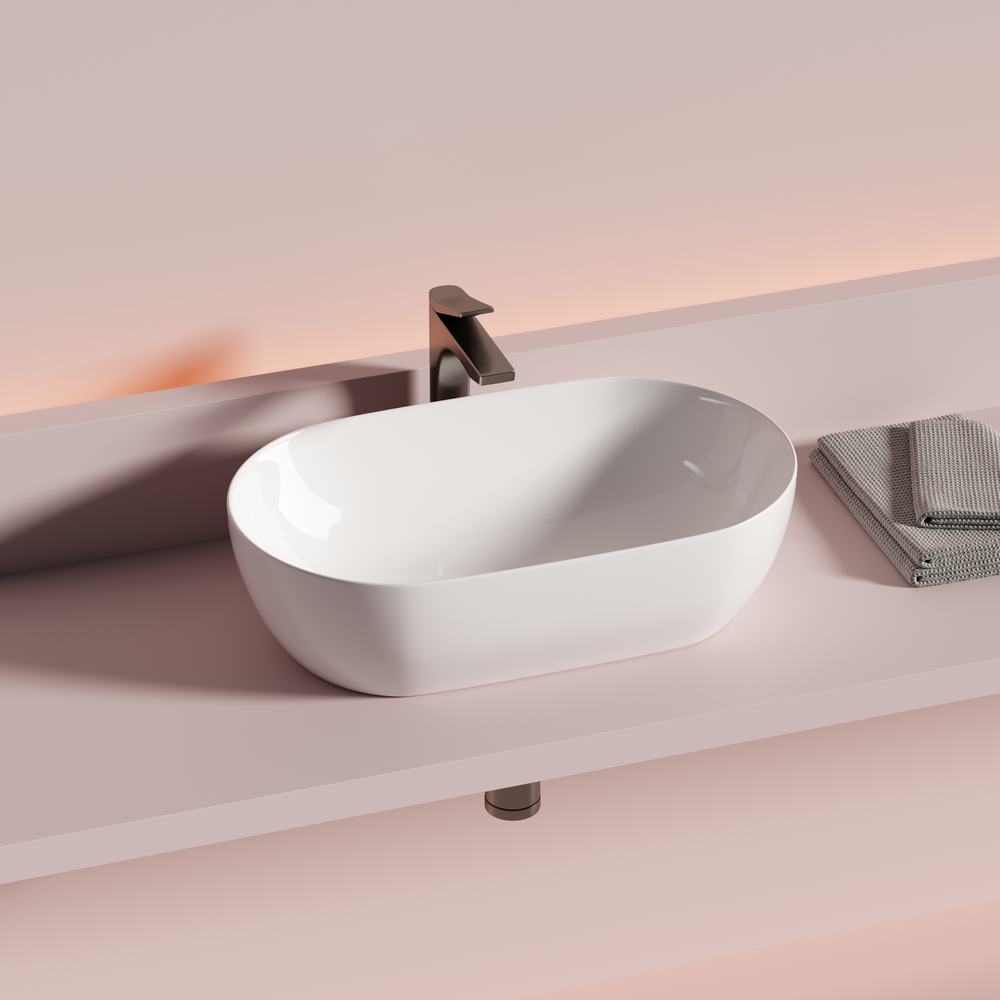 Фото Раковина Ceramicanova Twist CN12001 накладная 50 × 30 × 14 см, белый глянцевый