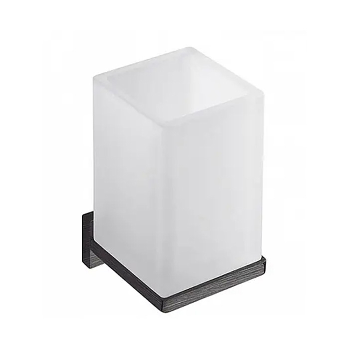 Фото Стакан Colombo Look B1602.GM-VAN подвесной графит матовый/стекло матовое