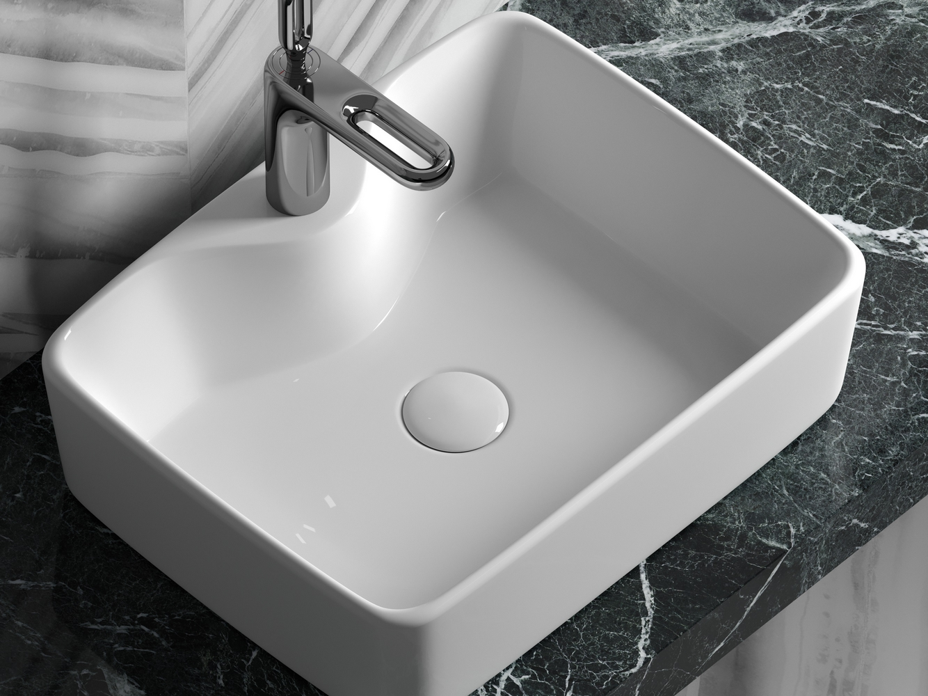 Фото Раковина Ceramicanova Element CN6033 накладная 48 × 37 × 13 см, белый глянцевый