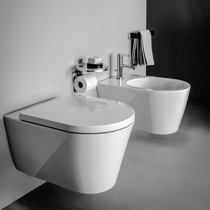 Фото Унитаз подвесной Laufen Kartell 8.2033.7.400.000.1, безободковый, без сиденья, белый глянцевый