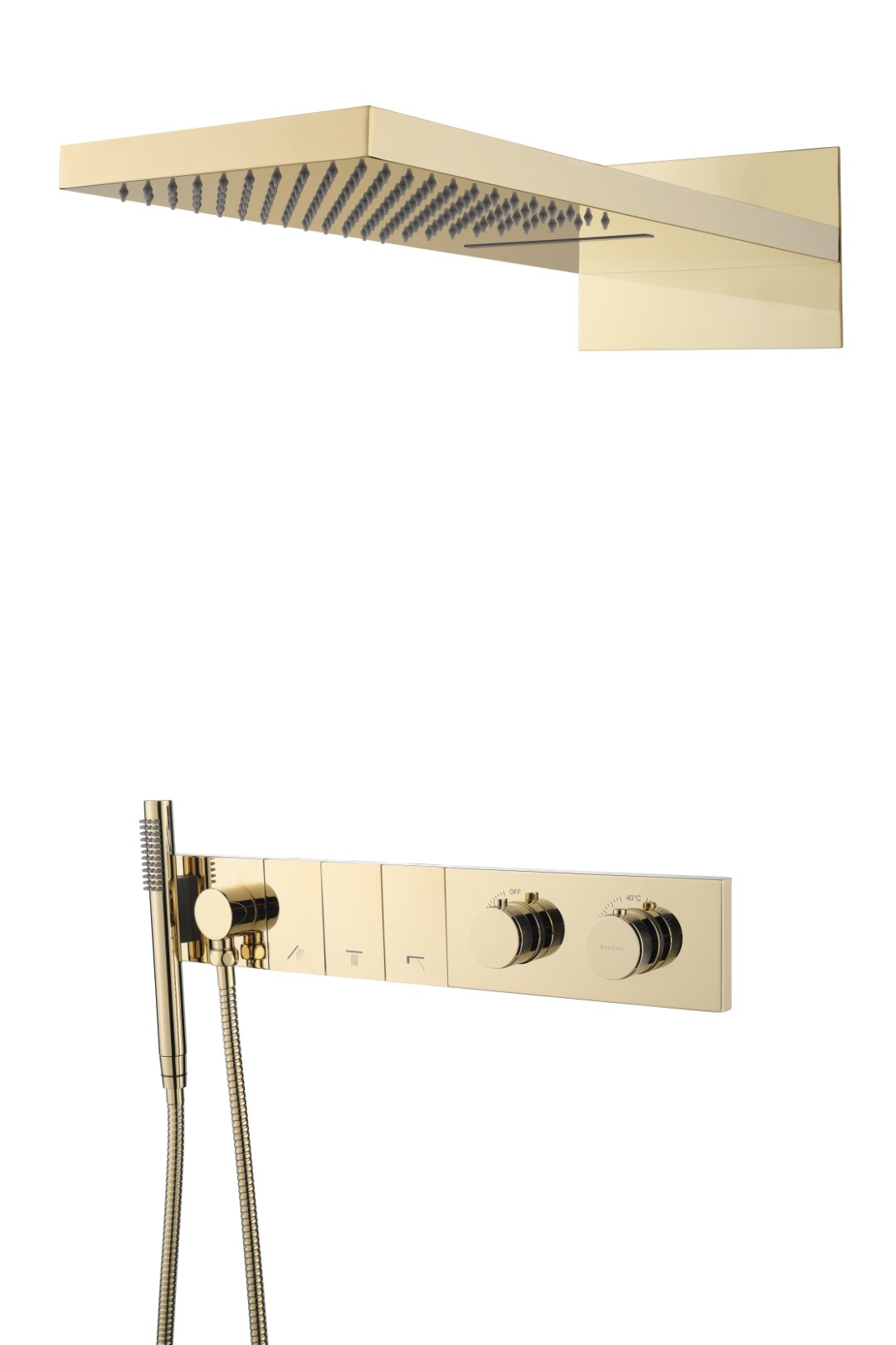 Фото Душевая система Boheme Zodiac 133-G с термостатом золото глянец