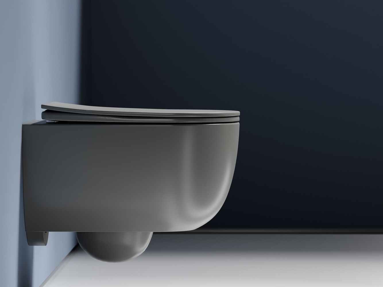 Фото Унитаз Ceramicanova Modena CN6063MH безободковый с сиденьем подвесной, антрацит матовый