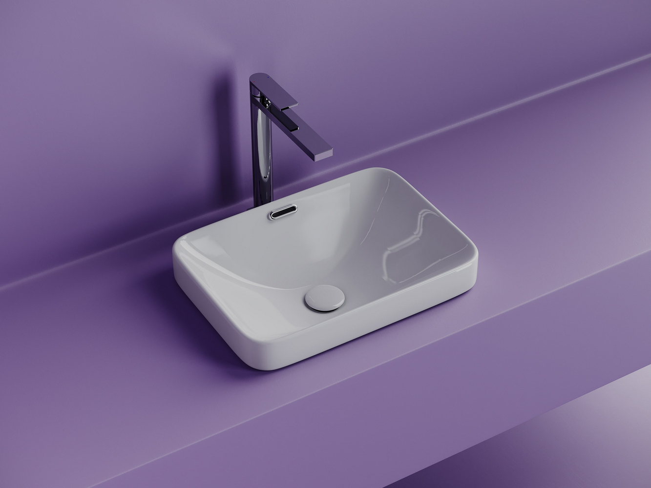 Фото Раковина Ceramicanova Element CN6078 встраиваемая сверху 46 × 33 × 17 см, белый глянцевый