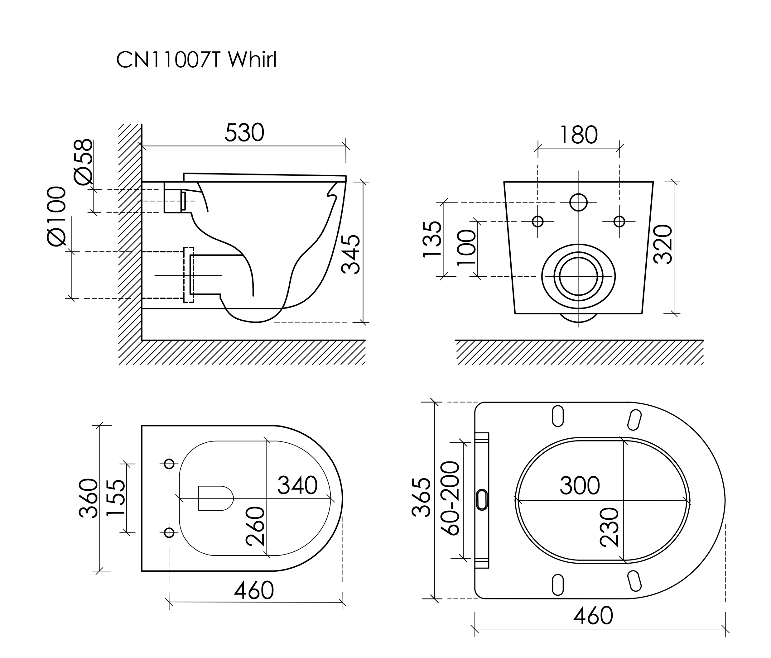 Фото Унитаз Ceramicanova Whirl CN11007T с сиденьем подвесной, белый глянцевый