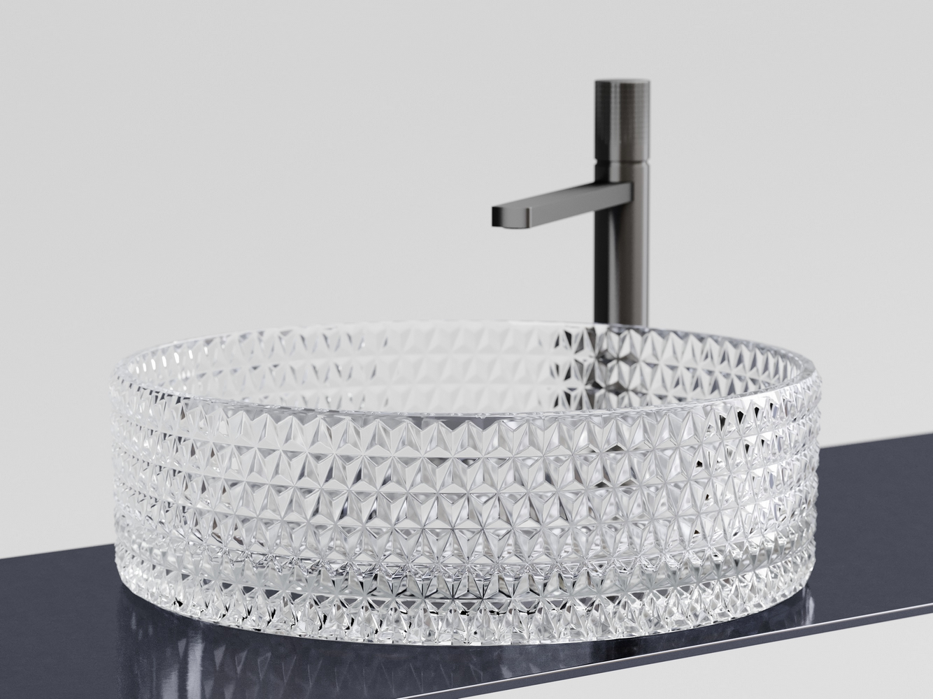 Фото Раковина Ceramicanova Cristal CN6062 накладная 36 × 36 × 11,2 см, прозрачная глянцевая