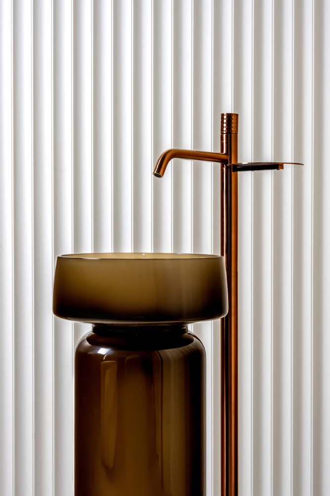 Фото Раковина Boheme Glow Smoke 810-GS-BR накладная круглая 40 см, Bronze (дымчатая бронза)