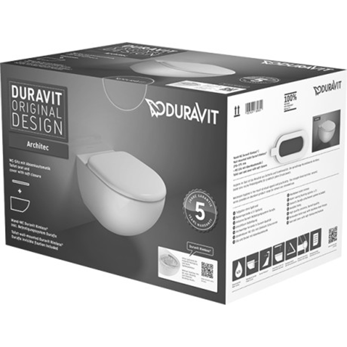 Фото Унитаз подвесной Duravit Architec 45720900A1, с сиденьем с микролифтом, белый глянцевый