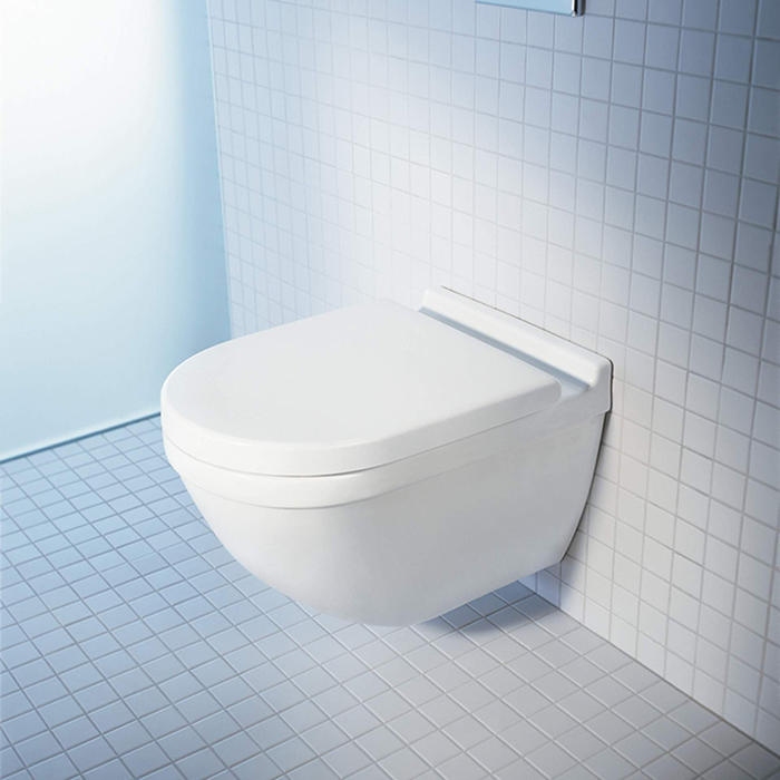 Фото Унитаз подвесной Duravit Starck 3 45270900A1, безободковый, с сиденьем с микролифтом, белый глянцевый