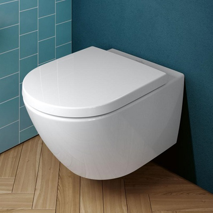 Фото Унитаз подвесной Villeroy & Boch Subway 3.0 4670TSR1, безободковый, с сиденьем с микролифтом, белый глянцевый
