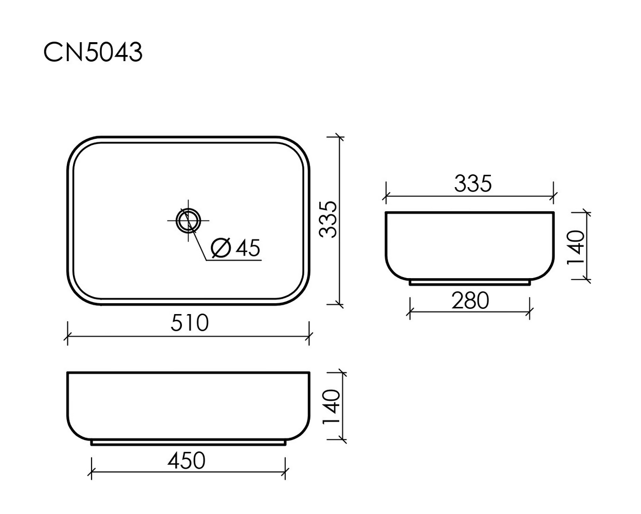 Фото Раковина Ceramicanova Element CN5043 накладная 51 × 34 × 14 см, белый глянцевый