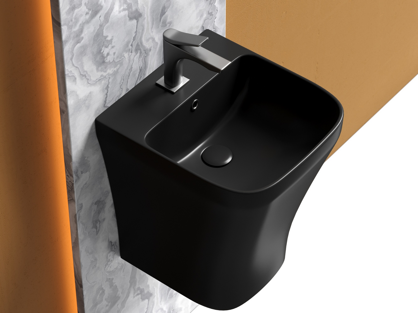 Фото Раковина Ceramicanova Dion CN6067MB напольная 36,5 × 40 × 45,5 см, черный матовый