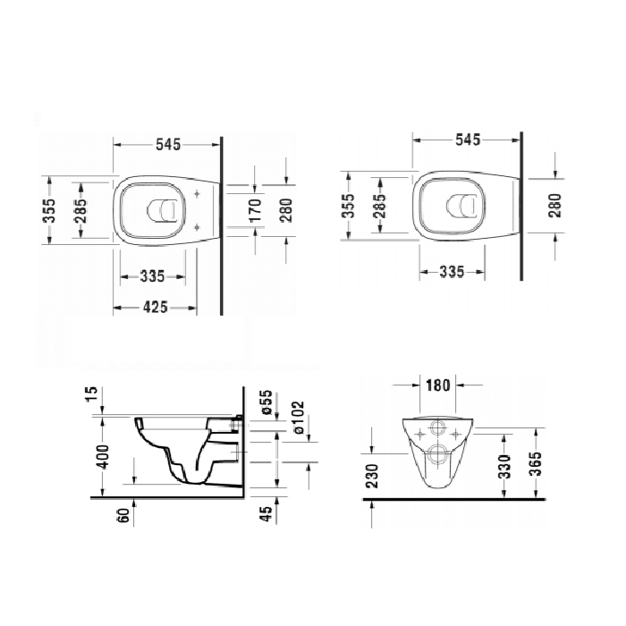 Фото Унитаз подвесной Duravit D-Code 45700900A1, безободковый, с сиденьем с микролифтом, белый глянцевый