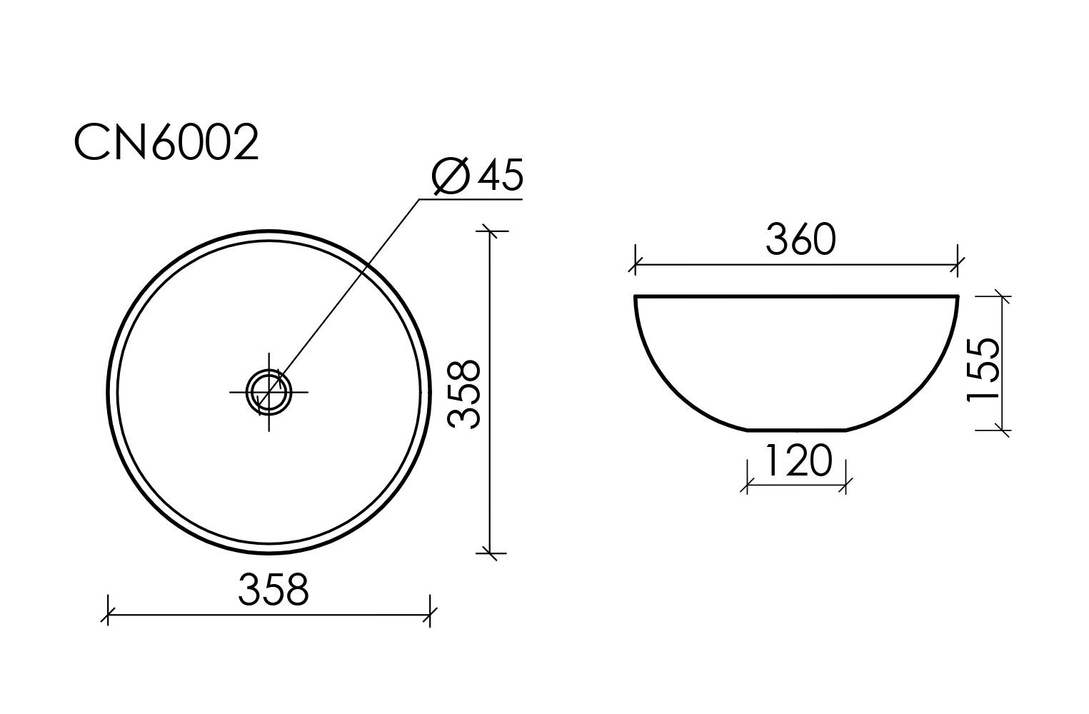 Фото Раковина Ceramicanova Element CN6002 накладная 35,8 × 35,8 × 15,5 см, белый глянцевый
