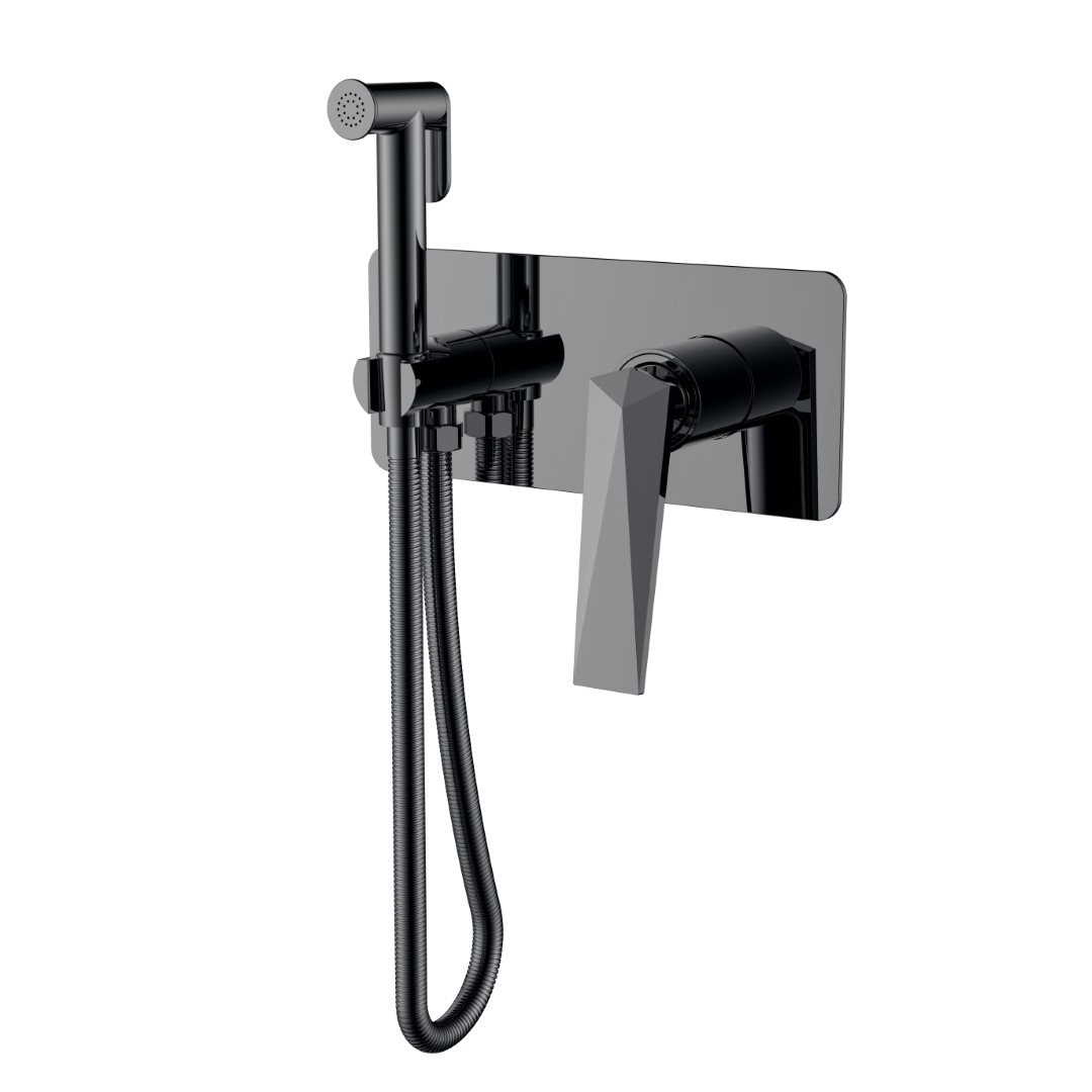 Фото Гигиенический душ Boheme Venturo 377-SGM со смесителем shine gun metal, графит глянец