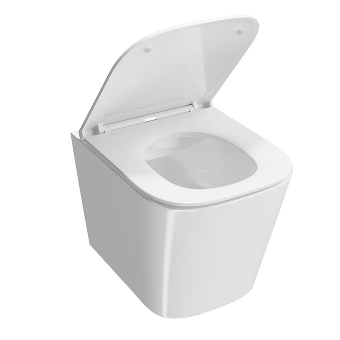 Фото Унитаз подвесной укороченный Kerama Marazzi Cubo CU.wc.02, безободковый, с сиденьем с микролифтом, белый глянцевый