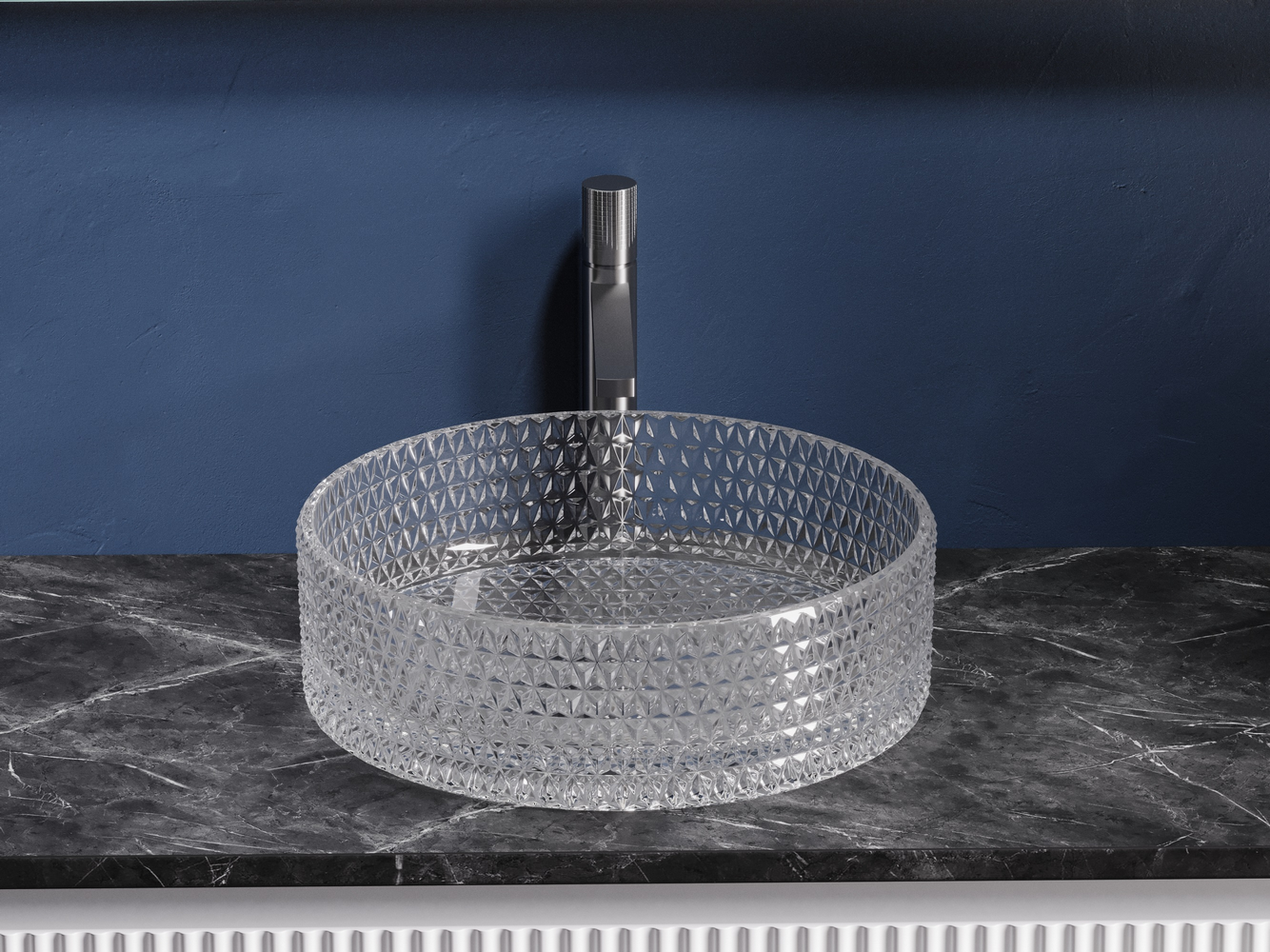 Фото Раковина Ceramicanova Cristal CN6062 накладная 36 × 36 × 11,2 см, прозрачная глянцевая