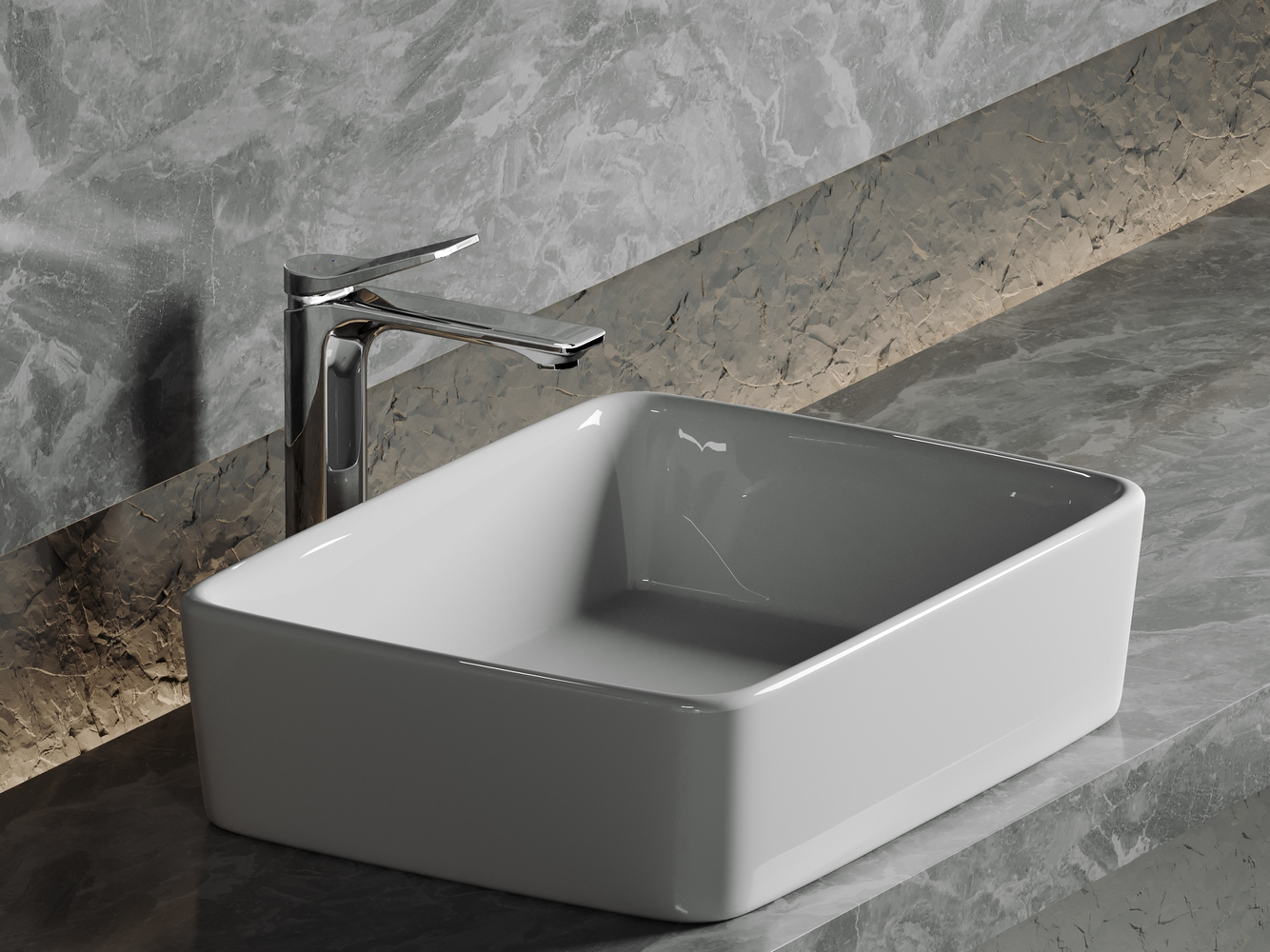 Фото Раковина Ceramicanova Element CN6037 накладная 48 × 37 × 13 см, белый глянцевый