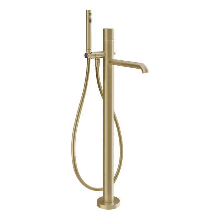 Фото Смеситель Gessi Habito 70628#727 напольный для ванны, латунь браш pvd