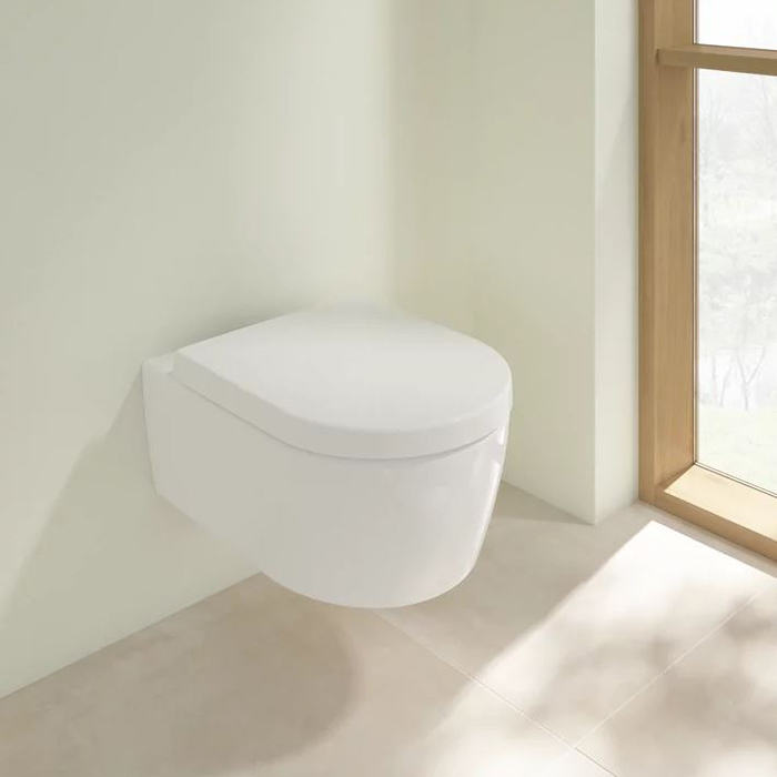 Фото Унитаз подвесной Villeroy & Boch Avento 5656HR01, безободковый, с сиденьем с микролифтом, белый глянцевый