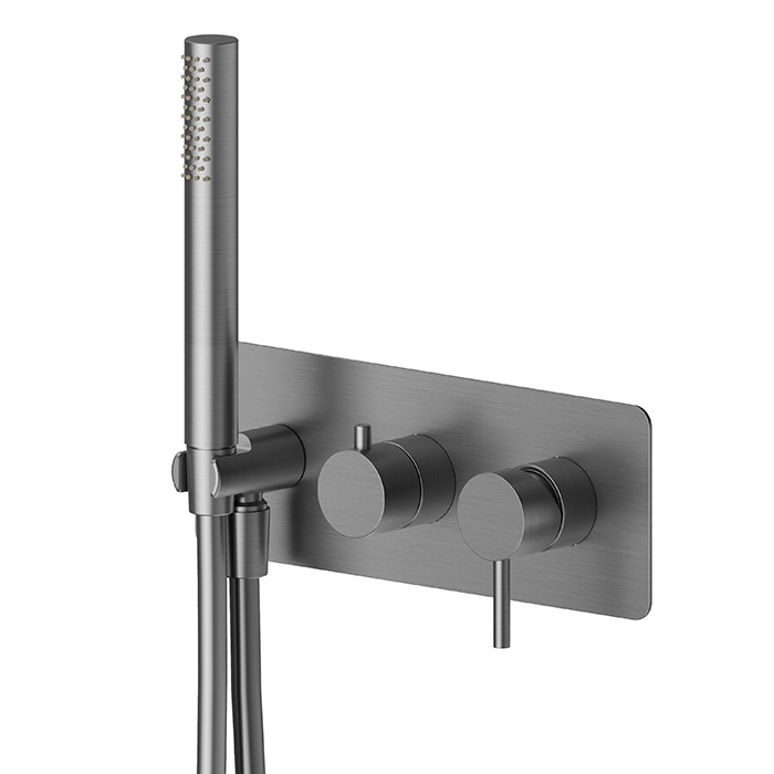 Фото Смеситель Newform X-Steel 316 69679EX.59.064 для душа с переключателем на 2 потока, оружейная сталь браш PVD