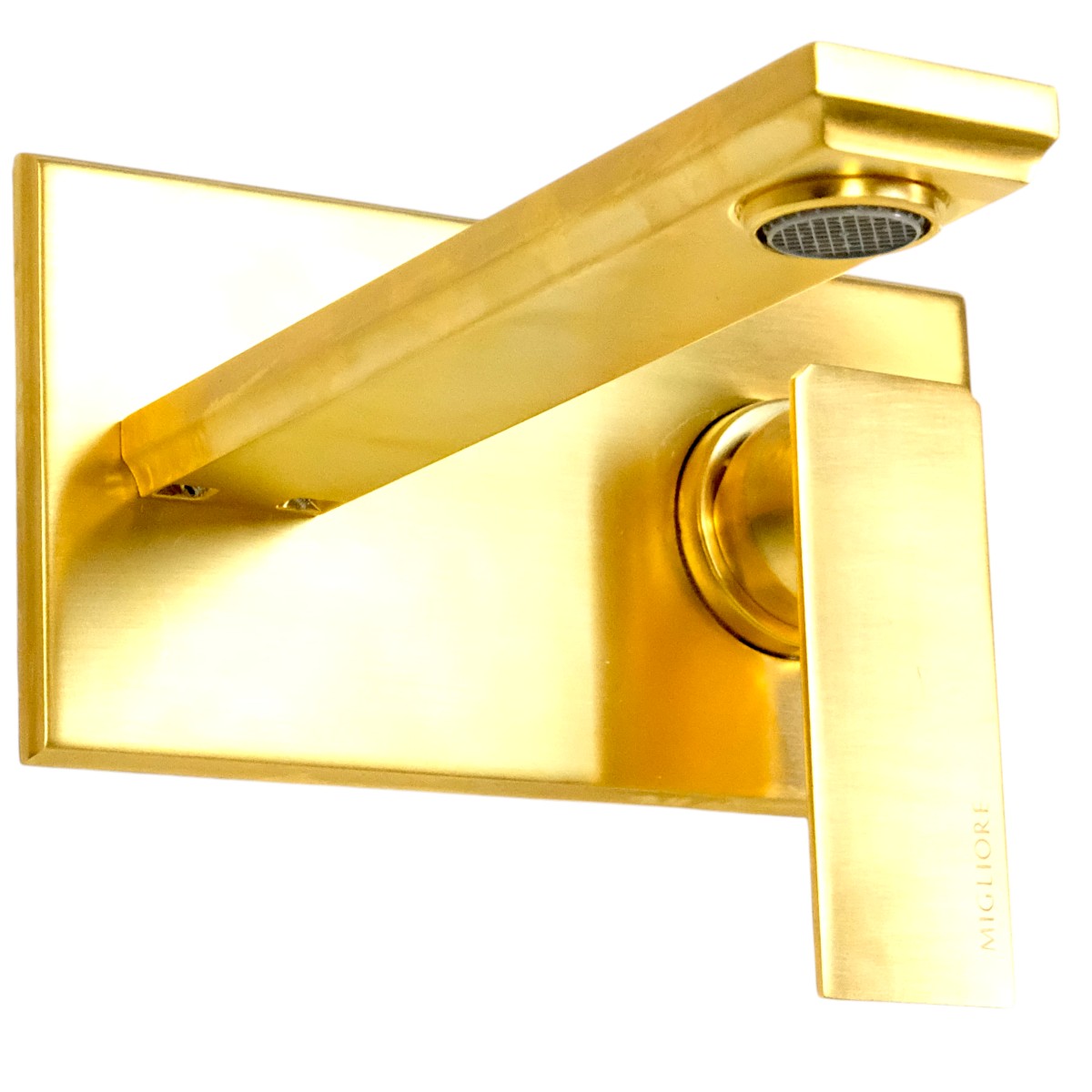Фото Смеситель для раковины Migliore Atelier 33124 настенный, золото брашированное, излив 18 см