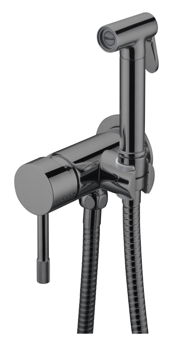 Фото Гигиенический душ Boheme Uno 467-SGM со смесителем shine gun metal, графит глянец