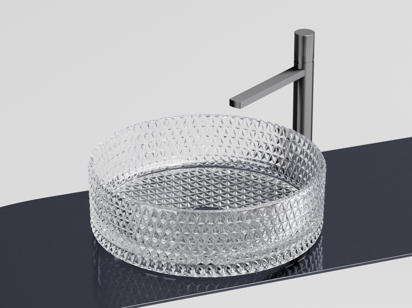 Фото Раковина Ceramicanova Cristal CN6062 накладная 36 × 36 × 11,2 см, прозрачная глянцевая