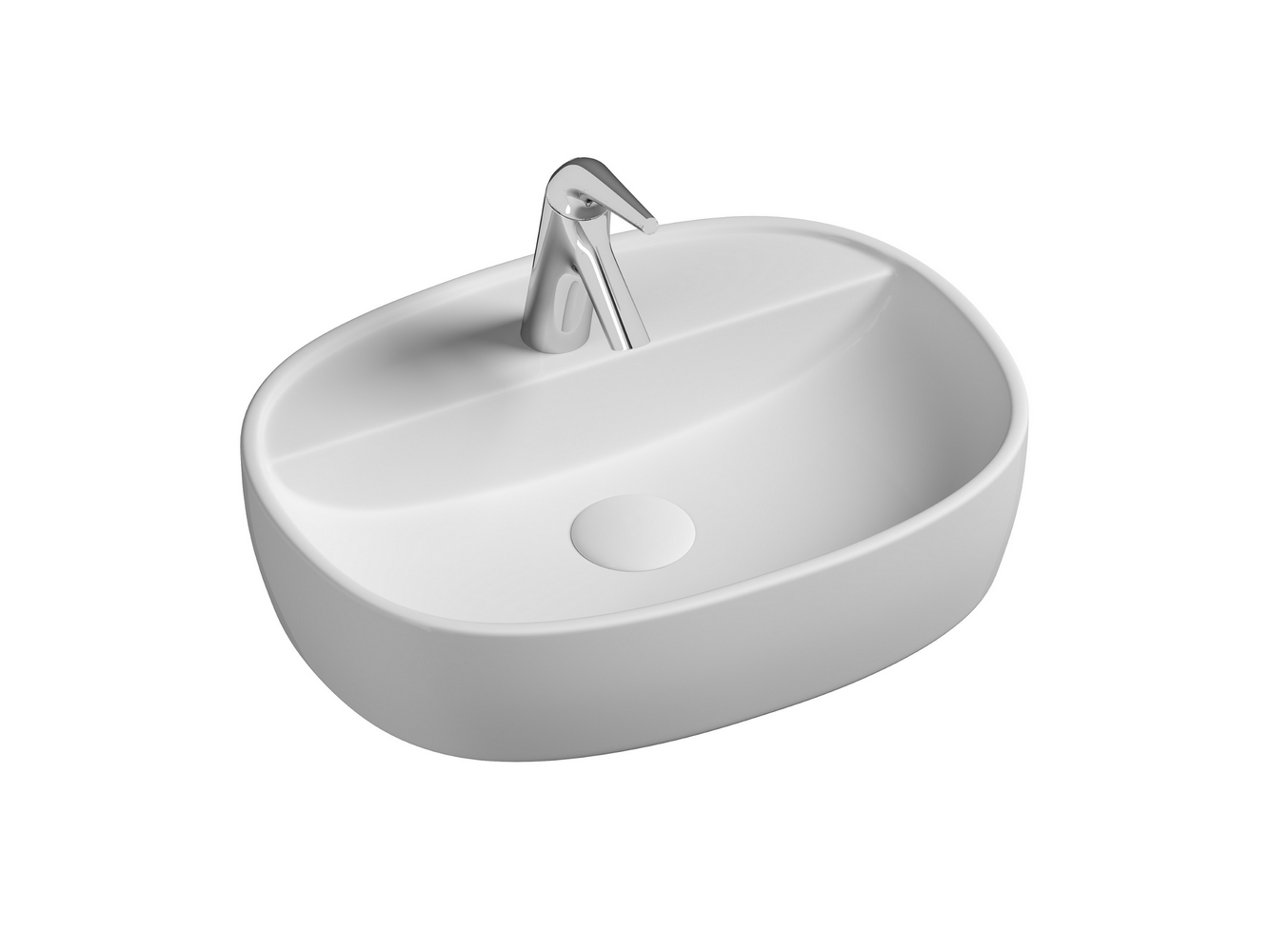 Фото Раковина Ceramicanova Element CN6036 накладная 50 × 38 × 12 см, белый глянцевый