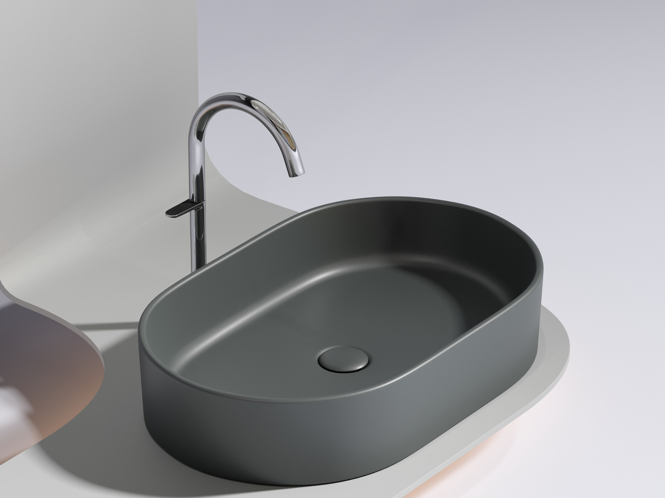 Фото Раковина Ceramicanova Element CN6048MDH накладная 60 × 38,5 × 12,2 см, темный антрацит матовый