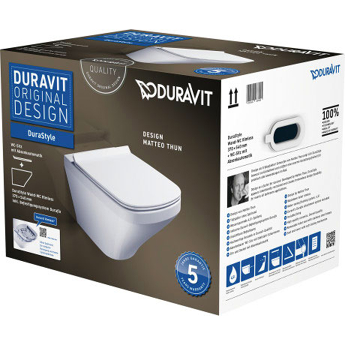 Фото Унитаз подвесной Duravit DuraStyle 45510900A1, безободковый, с сиденьем с микролифтом, белый глянцевый