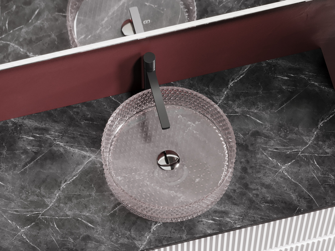 Фото Раковина Ceramicanova Cristal CN6061 накладная 36 × 36 × 11,2 см, розовый глянцевый