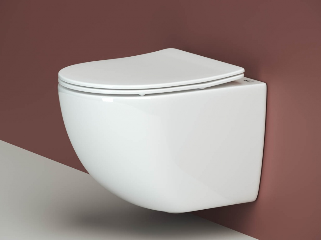 Фото Унитаз Ceramicanova Forma CN3009 безободковый с сиденьем подвесной, белый глянцевый