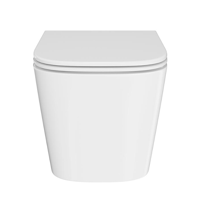 Фото Унитаз подвесной укороченный Kerama Marazzi Cubo CU.wc.02, безободковый, с сиденьем с микролифтом, белый глянцевый