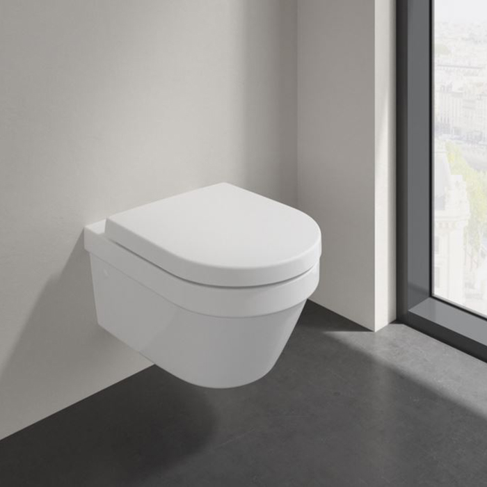 Фото Унитаз подвесной Villeroy & Boch Architectura 4694HR01, безободковый, с сиденьем с микролифтом, белый глянцевый