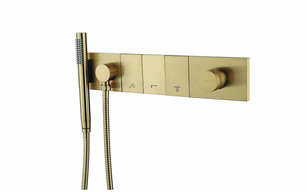 Фото Смеситель для душа Boheme Zodiac 132-SYS-MG на 3 выхода matt gold, золото матовое