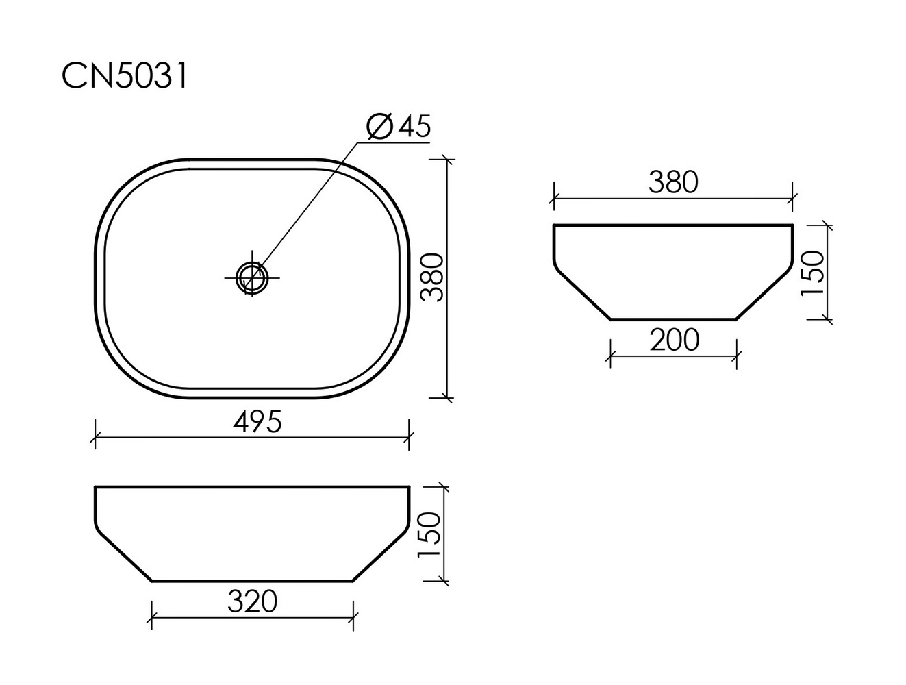 Фото Раковина Ceramicanova Element CN5031 накладная 50 × 38 × 15 см, белый глянцевый
