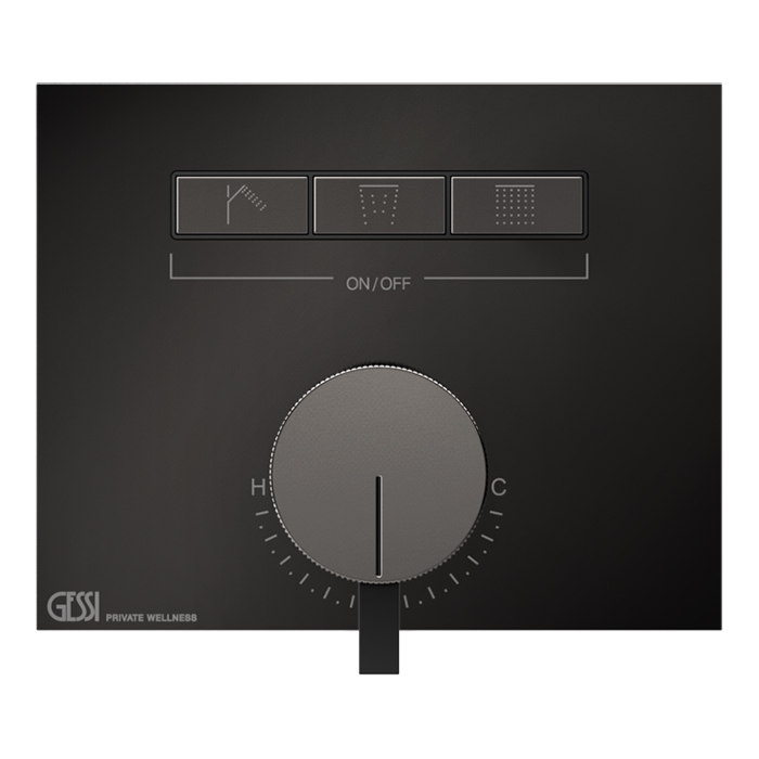Фото Смеситель Gessi Hi-Fi 63081#706 для душа с переключателем на 3 потока, черный хром глянец pvd