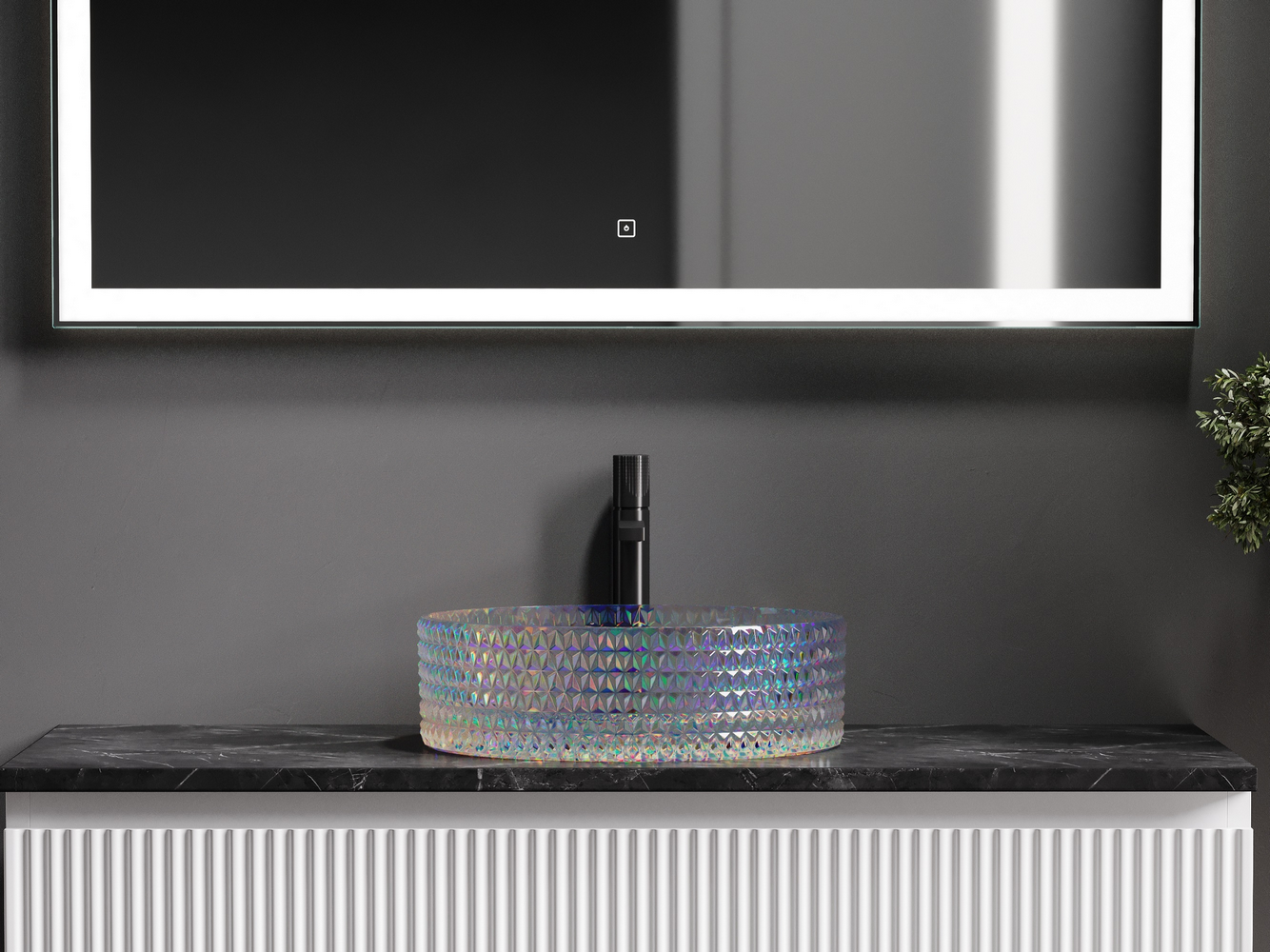 Фото Раковина Ceramicanova Cristal CN6059 накладная 36 × 36 × 11,2 см, неон глянцевый