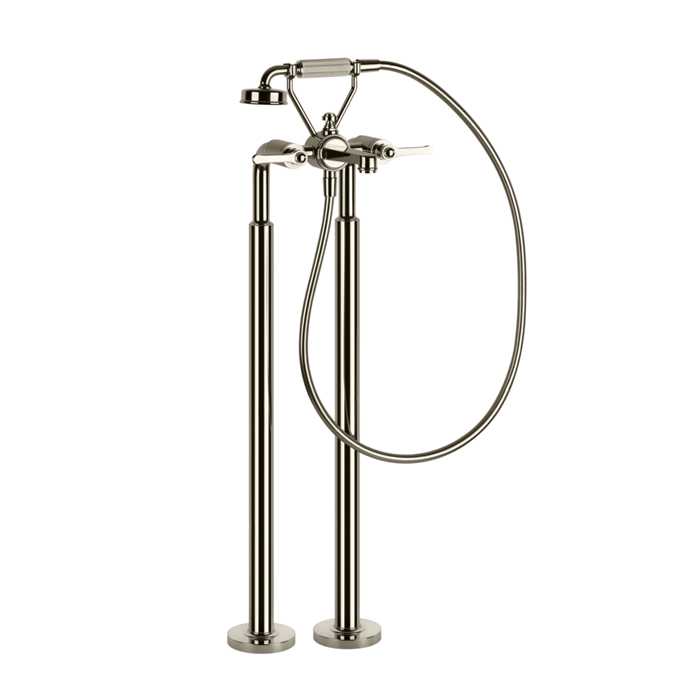 Фото Смеситель Gessi Venti20 65128#720 напольный для ванны с душем, никель глянец pvd