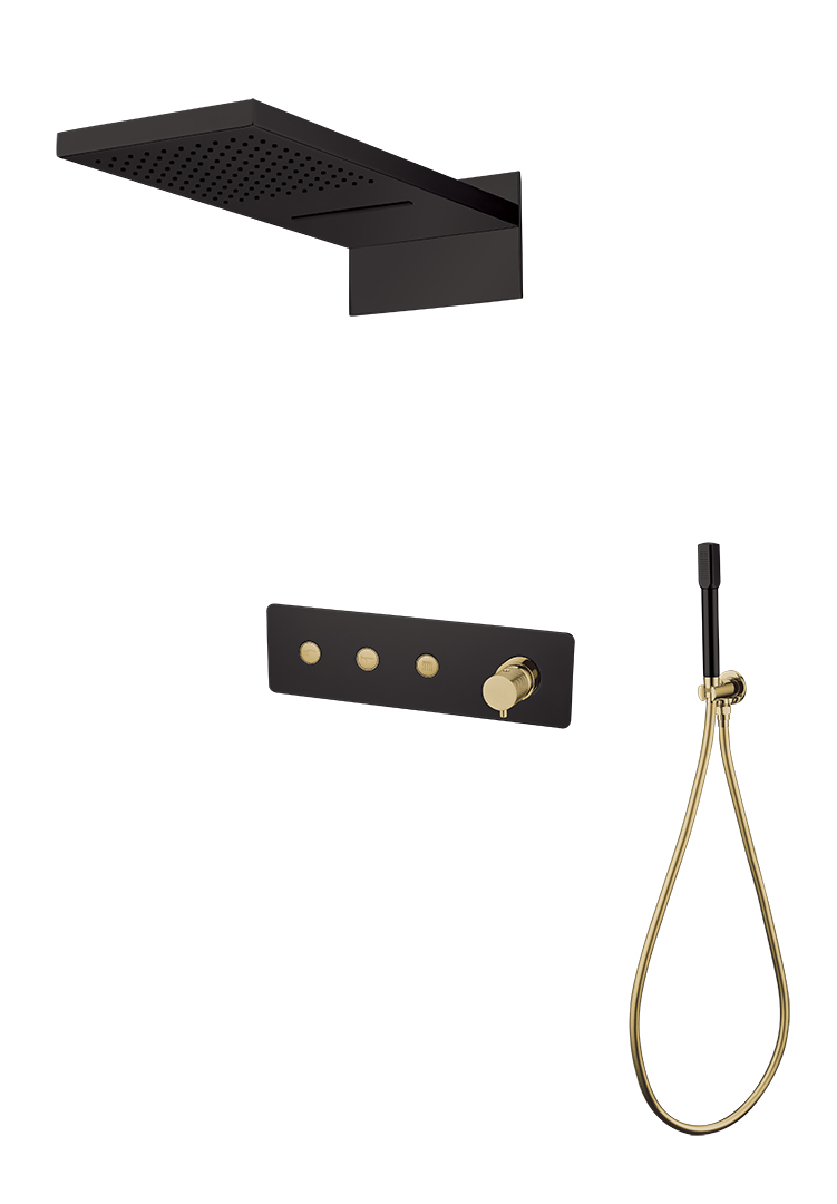 Фото Душевая система Boheme Fusion 130-BG черный матовый/золото глянец