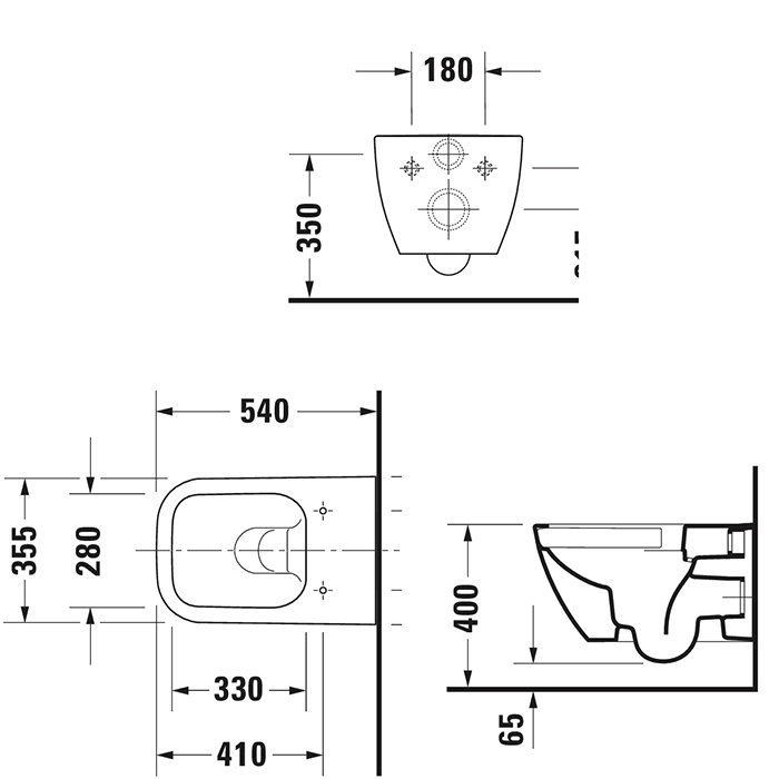 Фото Унитаз подвесной Duravit Happy D.2 2222090000, безободковый, без сиденья, белый глянцевый
